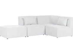 Beliani 3-Istuttava Kulmasohva Ja Rahi Vakosametti Vasenk. Luonnonvalkoinen Lemvig Hot