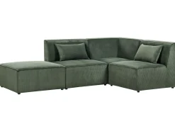 Beliani 3-Istuttava Kulmasohva Ja Rahi Vakosametti Vasenk. Tummanvihrea Lemvig Sale