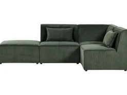 Beliani 3-Istuttava Kulmasohva Ja Rahi Vakosametti Vasenk. Tummanvihrea Lemvig Sale