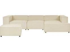 Beliani 3-Istuttava Kulmasohva Ja Rahi Pellava Vasenk. Beige Aprica Online