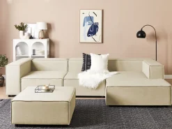 Beliani 3-Istuttava Kulmasohva Ja Rahi Pellava Vasenk. Beige Aprica Online