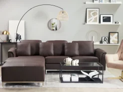 Beliani 5-Istuttava Kulmasohva Ja Rahi Nahka Oikeak. Ruskea Oslo Fashion