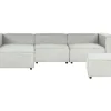 Beliani 3-Istuttava Kulmasohva Ja Rahi Pellava Oikeak. Vaaleanharmaa Aprica Store
