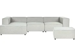 Beliani 3-Istuttava Kulmasohva Ja Rahi Pellava Oikeak. Vaaleanharmaa Aprica Store