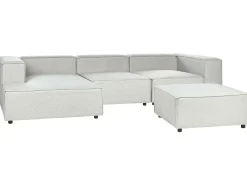 Beliani 3-Istuttava Kulmasohva Ja Rahi Pellava Oikeak. Vaaleanharmaa Aprica Store