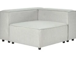 Beliani 3-Istuttava Kulmasohva Ja Rahi Pellava Oikeak. Vaaleanharmaa Aprica Store