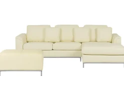 Beliani 5-Istuttava Kulmasohva Ja Rahi Nahka Vasenk. Beige Oslo Cheap