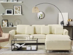 Beliani 5-Istuttava Kulmasohva Ja Rahi Nahka Vasenk. Beige Oslo Cheap