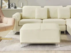 Beliani 5-Istuttava Kulmasohva Ja Rahi Nahka Vasenk. Beige Oslo Cheap