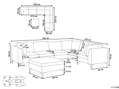 Beliani 6-Istuttava Kulmasohva Ja Rahi Sametti Vasenk. Laivastonsininen Evja Shop
