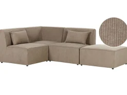 Beliani 3-Istuttava Kulmasohva Ja Rahi Vakosametti Oikeak. Ruskeanharmaa Lemvig Cheap