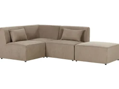 Beliani 3-Istuttava Kulmasohva Ja Rahi Vakosametti Oikeak. Ruskeanharmaa Lemvig Cheap