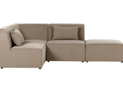 Beliani 3-Istuttava Kulmasohva Ja Rahi Vakosametti Oikeak. Ruskeanharmaa Lemvig Cheap