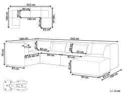 Beliani 5-Istuttava Kulmasohva Ja Rahi Vakosametti Oikeak. Ruskeanharmaa Lemvig Clearance