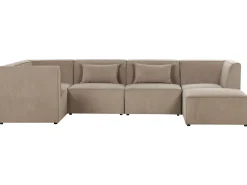 Beliani 5-Istuttava Kulmasohva Ja Rahi Vakosametti Oikeak. Ruskeanharmaa Lemvig Clearance