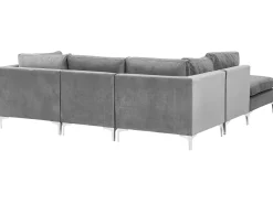 Beliani 4-Istuttava Kulmasohva Ja Rahi Sametti Oikeak. Harmaa Evja Cheap