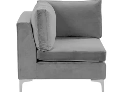 Beliani 4-Istuttava Kulmasohva Ja Rahi Sametti Oikeak. Harmaa Evja Cheap