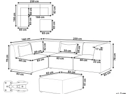 Beliani 4-Istuttava Kulmasohva Ja Rahi Vakosametti Oikeak. Luonnonvalkoinen Lemvig Clearance