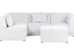 Beliani 4-Istuttava Kulmasohva Ja Rahi Vakosametti Oikeak. Luonnonvalkoinen Lemvig Clearance