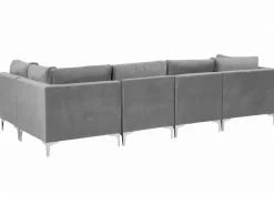 Beliani 5-Istuttava Kulmasohva Ja Rahi Sametti Vasenk. Harmaa Evja Fashion