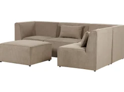 Beliani 4-Istuttava Kulmasohva Ja Rahi Vakosametti Vasenk. Ruskeanharmaa Lemvig Cheap