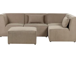 Beliani 4-Istuttava Kulmasohva Ja Rahi Vakosametti Vasenk. Ruskeanharmaa Lemvig Cheap