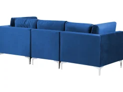 Beliani 4-Istuttava Kulmasohva Ja Rahi Sametti Vasenk. Laivastonsininen Evja Cheap