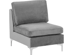 Beliani 6-Istuttava Kulmasohva Ja Rahi Sametti Vasenk. Harmaa Evja Hot
