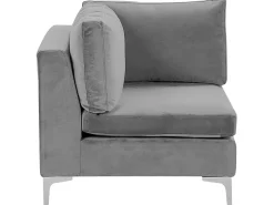 Beliani 6-Istuttava Kulmasohva Ja Rahi Sametti Vasenk. Harmaa Evja Hot