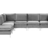 Beliani 5-Istuttava Kulmasohva Ja Rahi Sametti Oikeak. Harmaa Evja Store