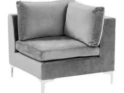 Beliani 5-Istuttava Kulmasohva Ja Rahi Sametti Oikeak. Harmaa Evja Store