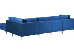 Beliani 5-Istuttava Kulmasohva Ja Rahi Sametti Vasenk. Laivastonsininen Evja Outlet