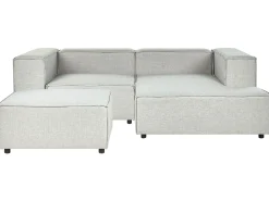 Beliani 2-Istuttava Kulmasohva Ja Rahi Pellava Vasenk. Vaaleanharmaa Aprica Flash Sale
