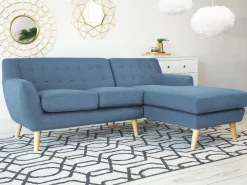Beliani 3-Istuttava Kulmasohva Kangas Vasenk. Sininen Motala Outlet