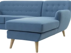 Beliani 3-Istuttava Kulmasohva Kangas Vasenk. Sininen Motala Outlet