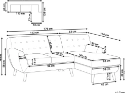 Beliani 3-Istuttava Kulmasohva Kangas Vasenk. Sininen Motala Outlet