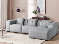 Beliani 3-Istuttava Kulmasohva Kangas Vasenk. Harmaa Dolva Online