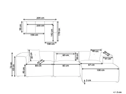 Beliani 3-Istuttava Kulmasohva Kangas Vasenk. Harmaa Dolva Online