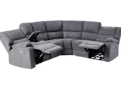 Beliani 5-Istuttava Kulmasohva Kangas Sahkosaadettava Usb-Portti Tummanharmaa Rokke Discount