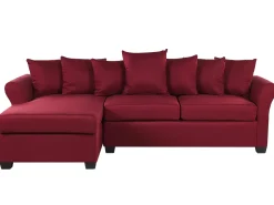 Beliani 3-Istuttava Kulmasohva Kangas Oikeak. Tummanpunainen Vikna Cheap