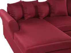 Beliani 3-Istuttava Kulmasohva Kangas Oikeak. Tummanpunainen Vikna Cheap