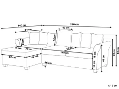 Beliani 3-Istuttava Kulmasohva Kangas Oikeak. Tummanpunainen Vikna Cheap
