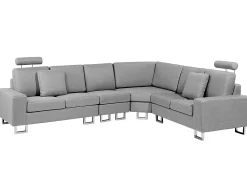 Beliani 6-Istuttava Kulmasohva Kangas Vasenk. Vaaleanharmaa Stockholm Sale