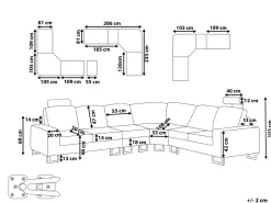 Beliani 6-Istuttava Kulmasohva Kangas Vasenk. Vaaleanharmaa Stockholm Sale