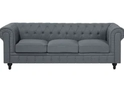 Beliani 6-Istuttava Kulmasohva Kangas Vasenk. Vaaleanharmaa Chesterfield Hot