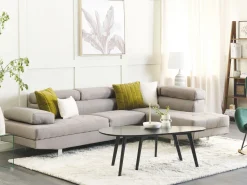 Beliani 5-Istuttava Kulmasohva Kangas Vasenk. Vaaleanharmaa Norrea Shop