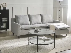 Beliani 4-Istuttava Kulmasohva Kangas Kaannettava Vaaleanharmaa Elvenes New