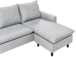 Beliani 4-Istuttava Kulmasohva Kangas Kaannettava Vaaleanharmaa Elvenes New