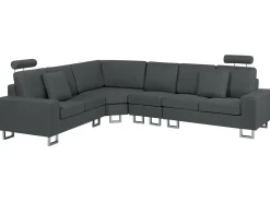 Beliani 6-Istuttava Kulmasohva Kangas Oikeak. Tummanharmaa Stockholm Best Sale