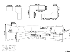 Beliani 6-Istuttava Kulmasohva Kangas Oikeak. Tummanharmaa Stockholm Best Sale